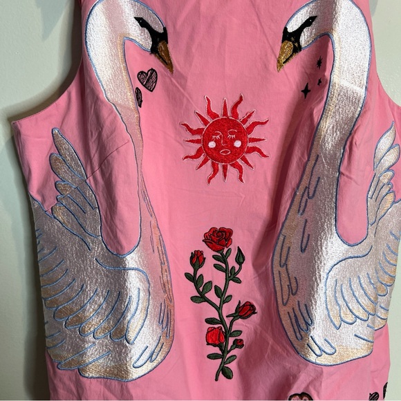 ANTHROPOLOGIE Maeve Embroidered Swan Garden Mini Shift Dress M Petite -  threedaughtersproperties.com